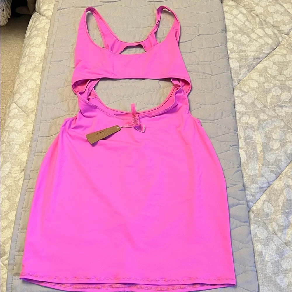 NWT Skims Recycled Swim Cut Out Tank Dress in PINK
